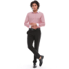 Men's Button Down Stripe Dress Shirt Formal Classic Collar - Red