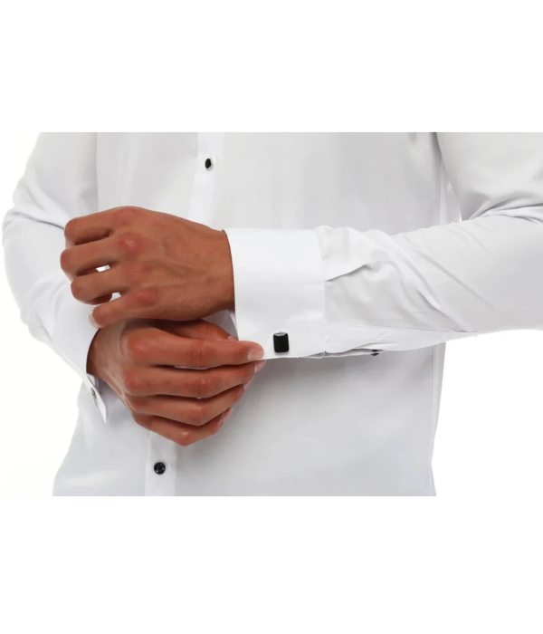 Men's Wing Collar Shirt Tuxedo White Double Cuff Dinner Classic