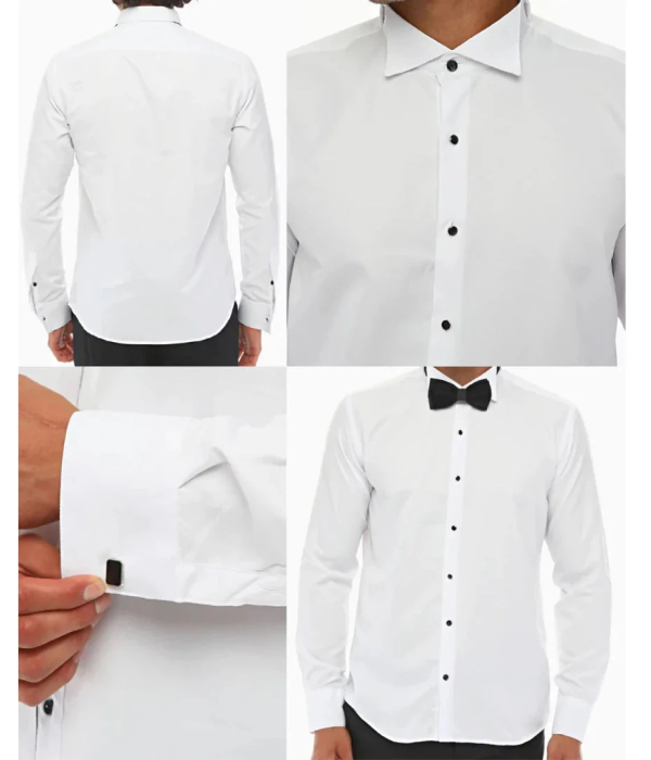 Men's Wing Collar Shirt Tuxedo White Double Cuff Dinner Classic