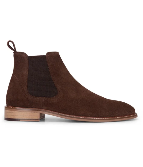 Men's Brown Suede Leather Slip On Chelsea Ankle Boots