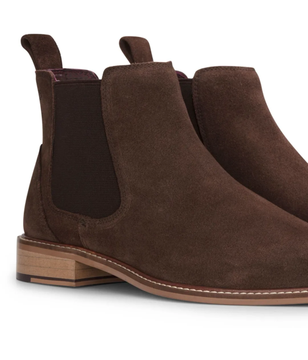 Men's Brown Suede Leather Slip On Chelsea Ankle Boots