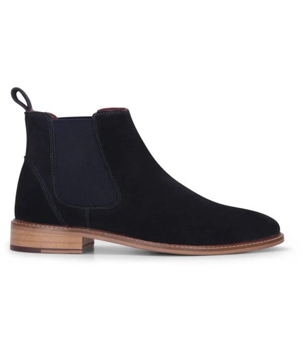 Men's Navy Suede Leather Slip On Chelsea Ankle Boots