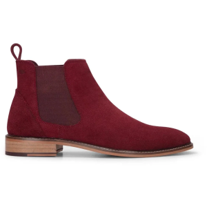 Men’s Burgundy Suede Leather Slip On Chelsea Ankle Boots