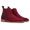 Men's Burgundy Suede Leather Slip On Chelsea Ankle Boots