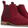 Men's Burgundy Suede Leather Slip On Chelsea Ankle Boots
