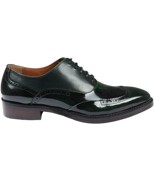 Harry - Men's Green Patent Leather Brogue Shoes