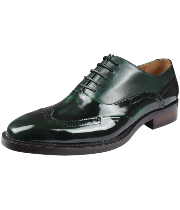 Harry - Men's Green Patent Leather Brogue Shoes