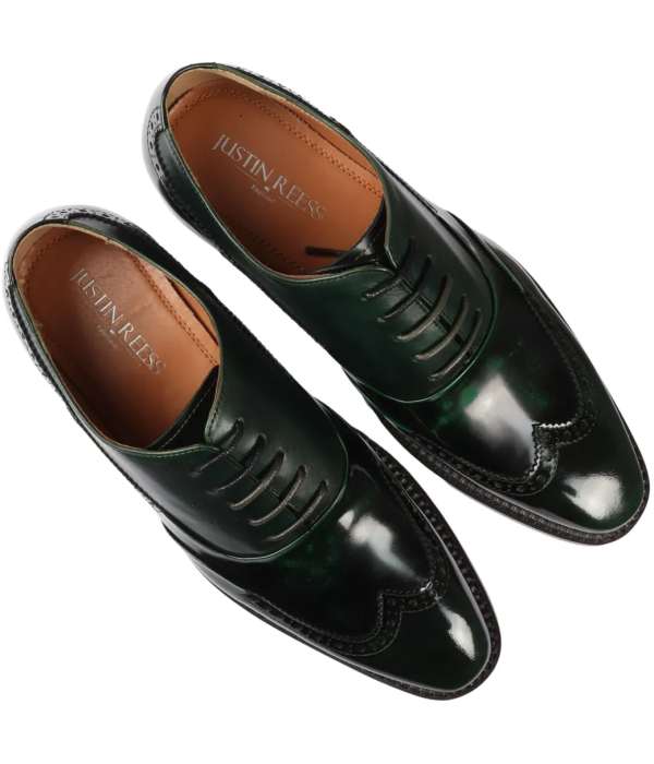 Harry - Men's Green Patent Leather Brogue Shoes