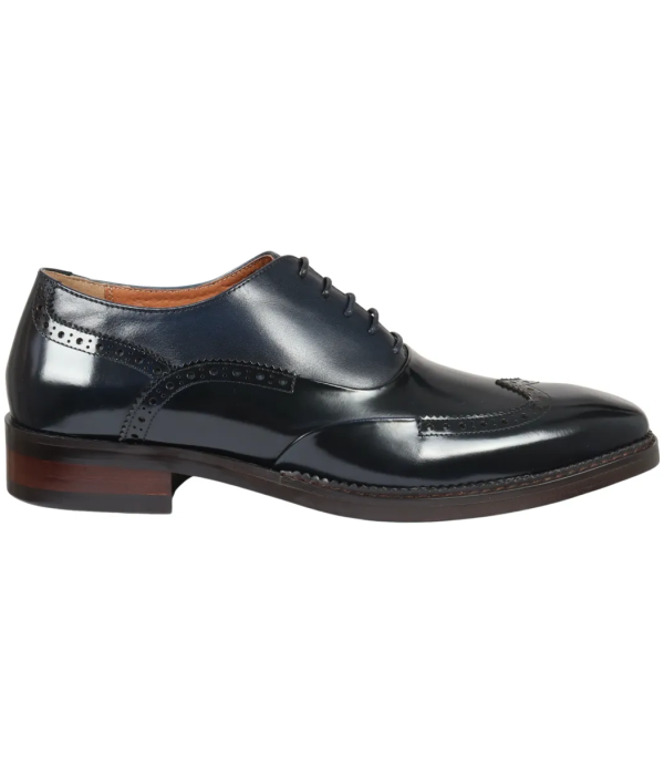 Harry - Men's Navy Blue Patent Leather Brogue Shoes