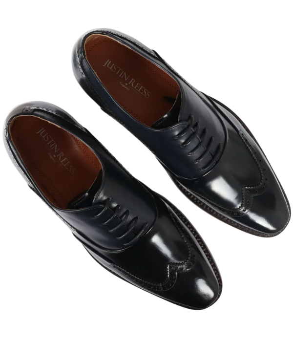 Harry - Men's Navy Blue Patent Leather Brogue Shoes