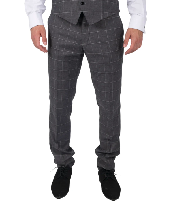 Hobbs - Men's Grey Check Trousers Vintage Retro Smart Wedding