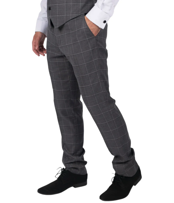 Hobbs - Men's Grey Check Trousers Vintage Retro Smart Wedding