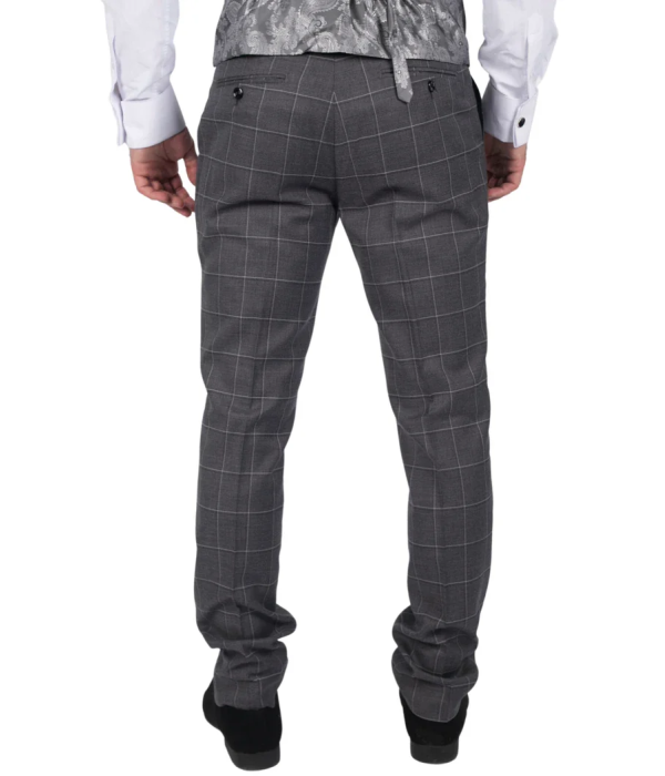 Hobbs - Men's Grey Check Trousers Vintage Retro Smart Wedding