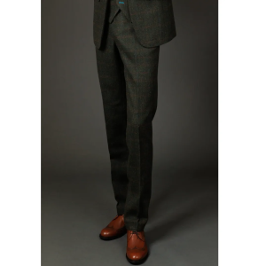 Joshua – Men’s Green Tweed Check Trousers