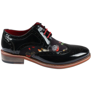 Julius – Men’s Butterfly Print Patent Leather Brogue Shoes