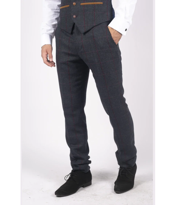 Madrid - Men's Blue Tweed Trousers