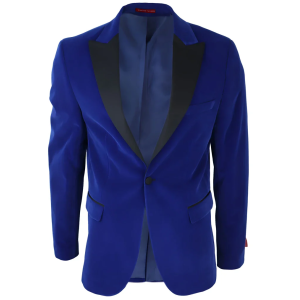 Men’s Royal Blue Velvet Tux Blazer Satin Lapels Dinner Wedding Prom Black Tie