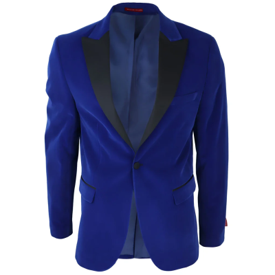 Men's Royal Blue Velvet Tux Blazer Satin Lapels Dinner Wedding Prom Black Tie