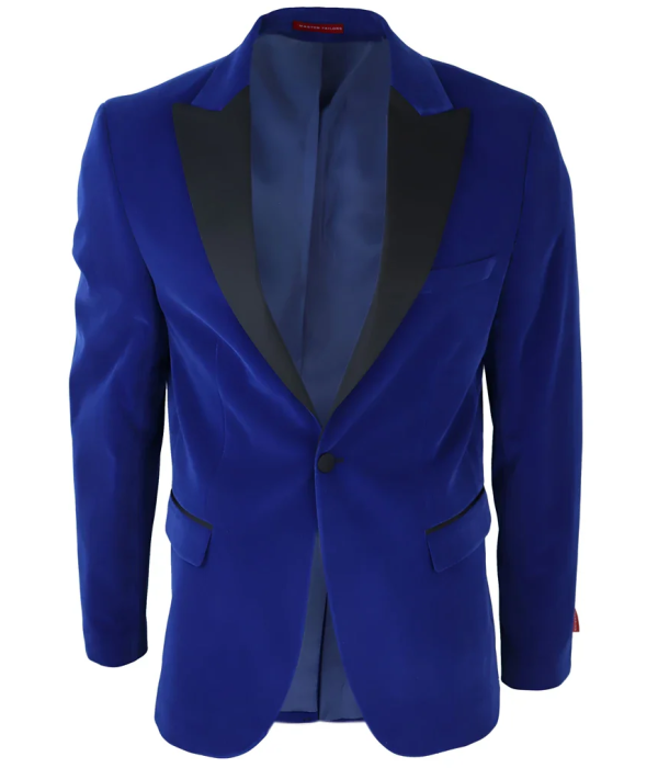 Men's Royal Blue Velvet Tux Blazer Satin Lapels Dinner Wedding Prom Black Tie