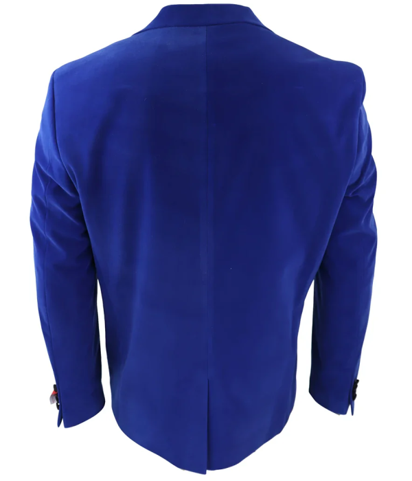 Men's Royal Blue Velvet Tux Blazer Satin Lapels Dinner Wedding Prom Black Tie