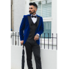 Men's Royal Blue Velvet Tux Blazer Satin Lapels Dinner Wedding Prom Black Tie