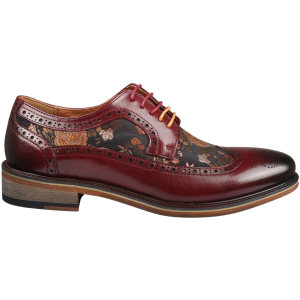 Ross – Men’s Floral Print Leather Red Brogue Shoes