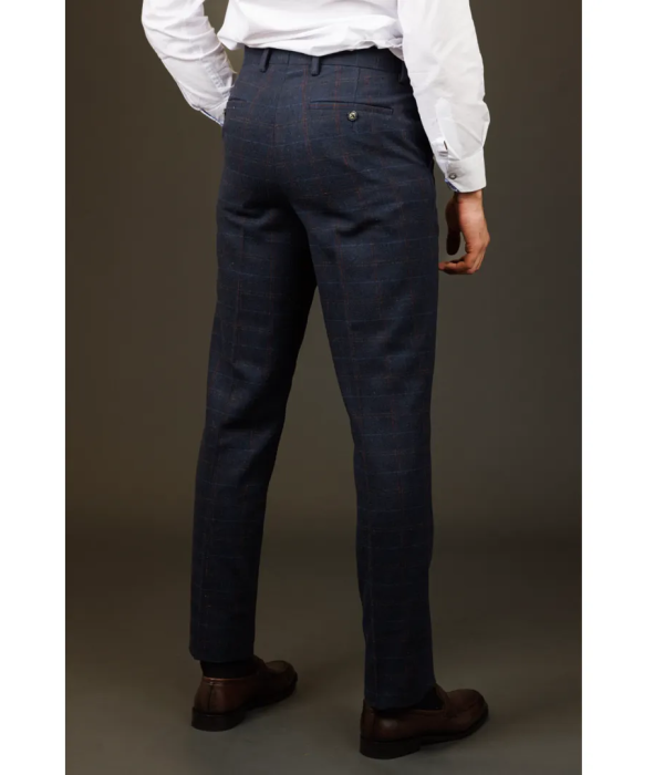 Ryan - Men's Navy Tweed Check Trousers