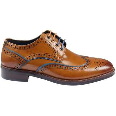 Simon - Men's Brown Brogue Leather Shoes