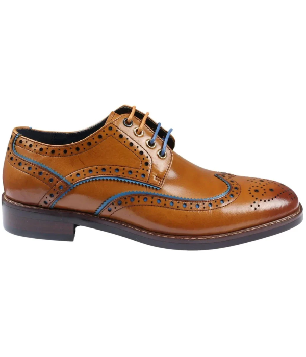 Simon - Men's Brown Brogue Leather Shoes