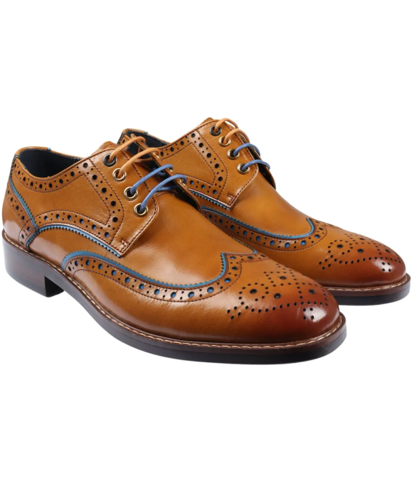 Simon - Men's Brown Brogue Leather Shoes