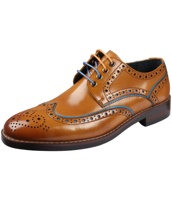 Simon - Men's Brown Brogue Leather Shoes