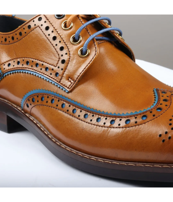 Simon - Men's Brown Brogue Leather Shoes