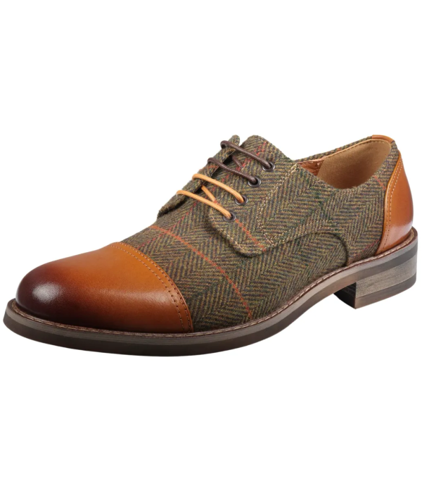 Theon - Men's Leather Tweed Oxford Shoes