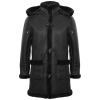 Men's Shearling Sheepskin Duffle Coat WW2 UK Winter 3/4 Leather Hood