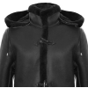 Men's Shearling Sheepskin Duffle Coat WW2 UK Winter 3/4 Leather Hood