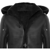Men's Shearling Sheepskin Duffle Coat WW2 UK Winter 3/4 Leather Hood