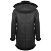 Men's Shearling Sheepskin Duffle Coat WW2 UK Winter 3/4 Leather Hood