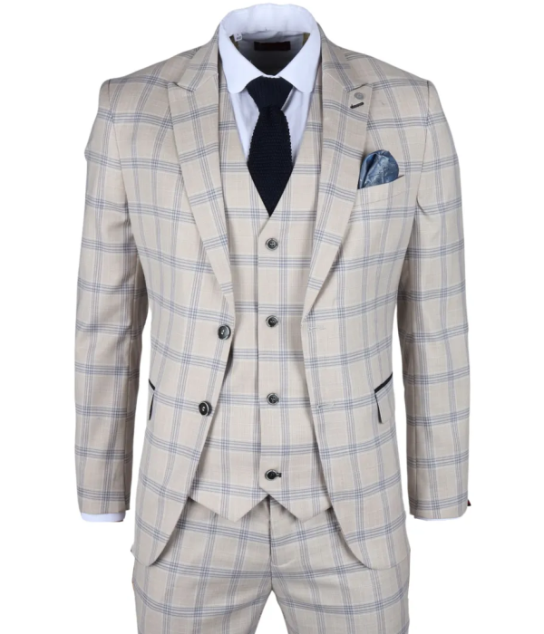 Warwick - Men's Beige Checked Blazer