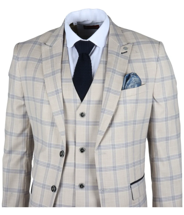 Warwick - Men's Beige Checked Blazer