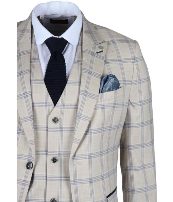 Warwick - Men's Beige Checked Blazer