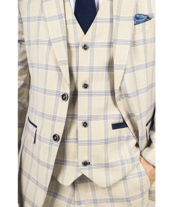 Warwick - Men's Beige Checked Blazer