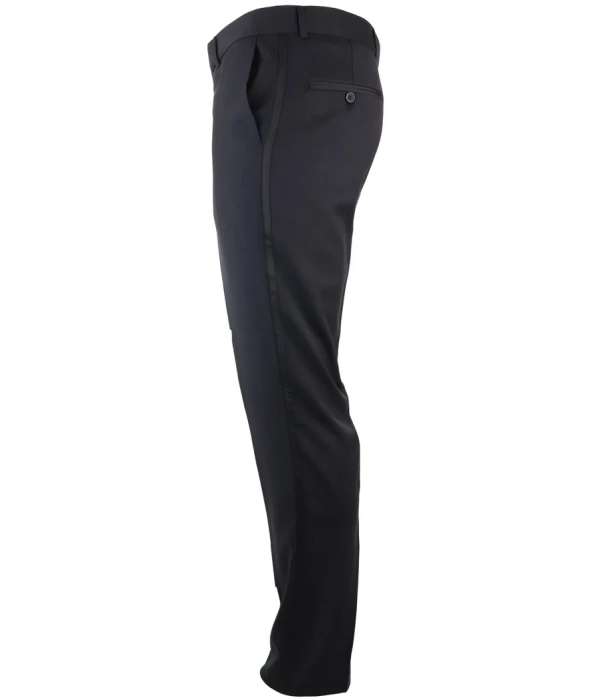 Men's Black Tuxedo Trousers Wedding Prom Stripe Satin Stripe