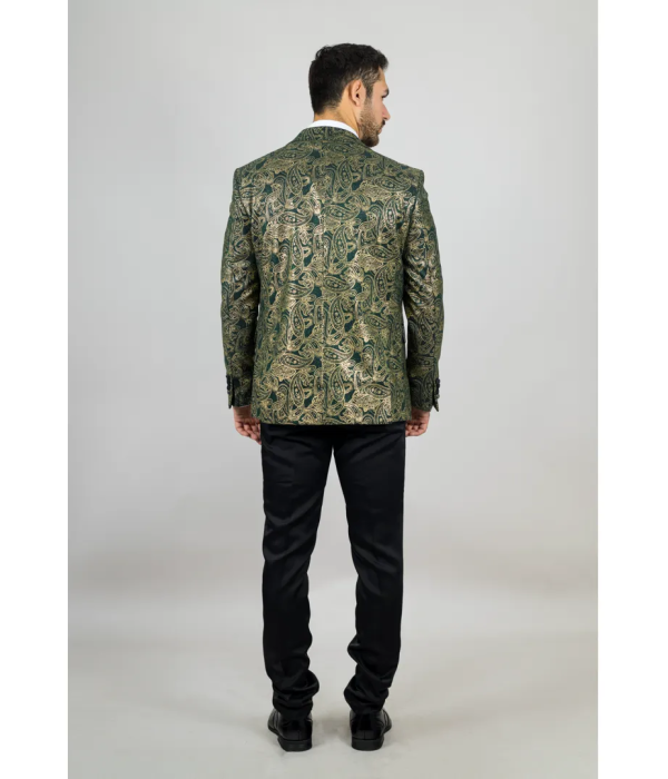 AK-28 - Men's 3 Piece Green Paisley Wedding Suit