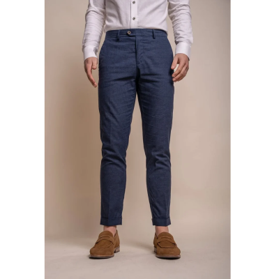 Alvari - Men's Navy Linen Summer Trousers