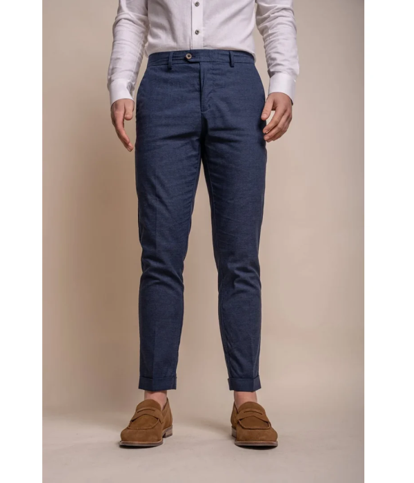 Alvari - Men's Navy Linen Summer Trousers