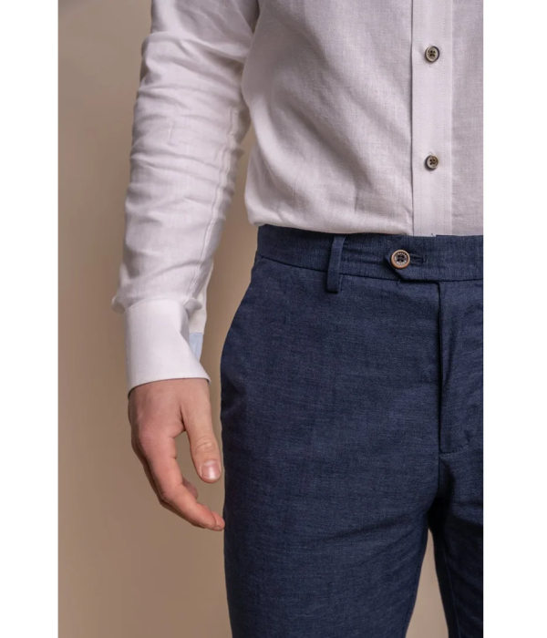 Alvari - Men's Navy Linen Summer Trousers