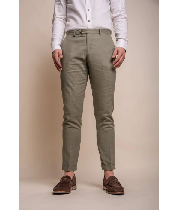 Alvari - Men's Sage Linen Summer Trousers