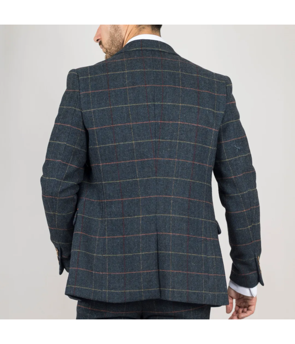 Archer - Men's Navy Checked Herringbone Tweed Blazer