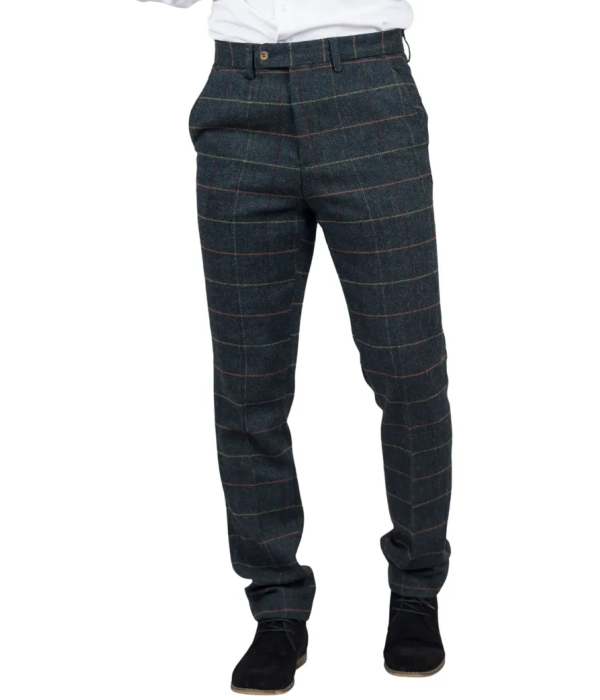 Archer - Men's Navy Checked Herringbone Tweed Trousers