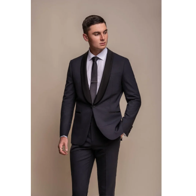 Aspen - Men's Plain Navy Tuxedo Blazer